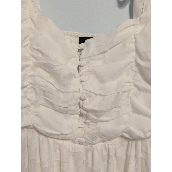 Lulus Womens Med Sleeveless Midi White Floral A-line Wedding Party Summer Dress - Picture 3 of 14